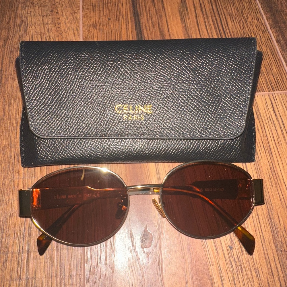 Celine Gold Frame Sunglasses with Brown Lenses